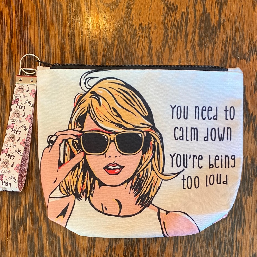 Trendy Graphic Cosmetic Bag with Quote